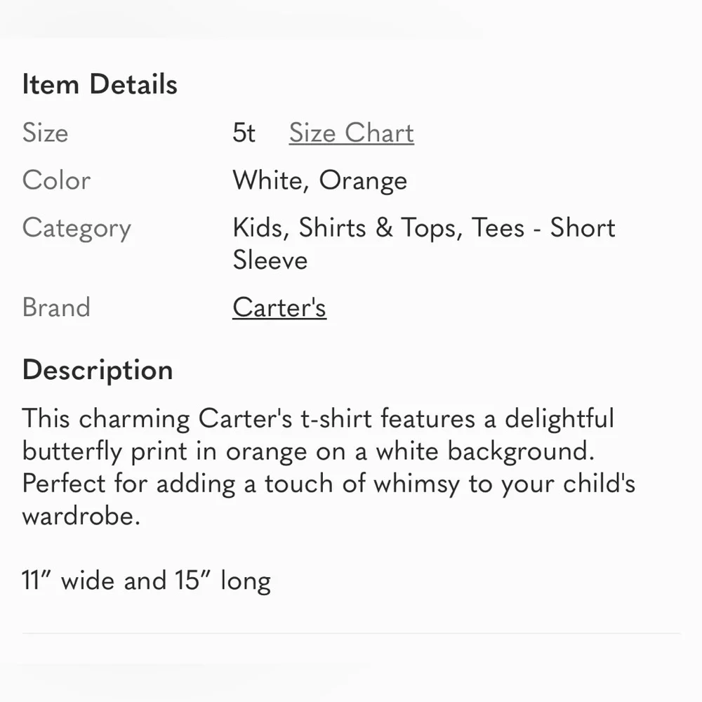 Carter's White and Orange Short‎ Sleeve Tee with Heart Print